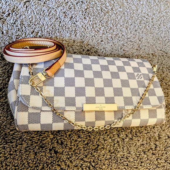 Louis Vuitton White Favorite MM Damier Azur Handbag - Picture 1 of 6